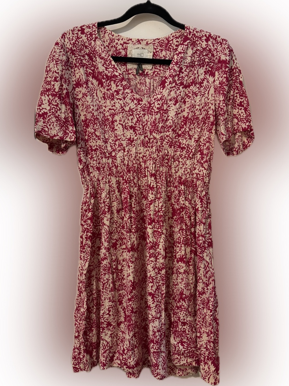 HD in Paris Pink and White Crochet-Trim Dress